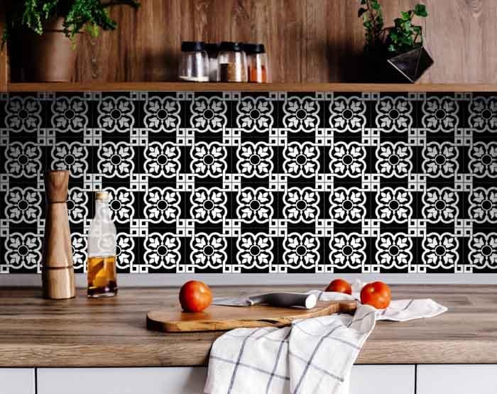 8" X 8" Black and White Stark Peel and Stick Removable Tiles - Homeroots - Flyclothing LLC