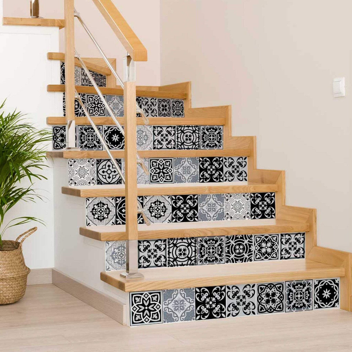 4" X 4" Black White and Gray Mosaic Peel and Stick Tiles - Homeroots - Flyclothing LLC