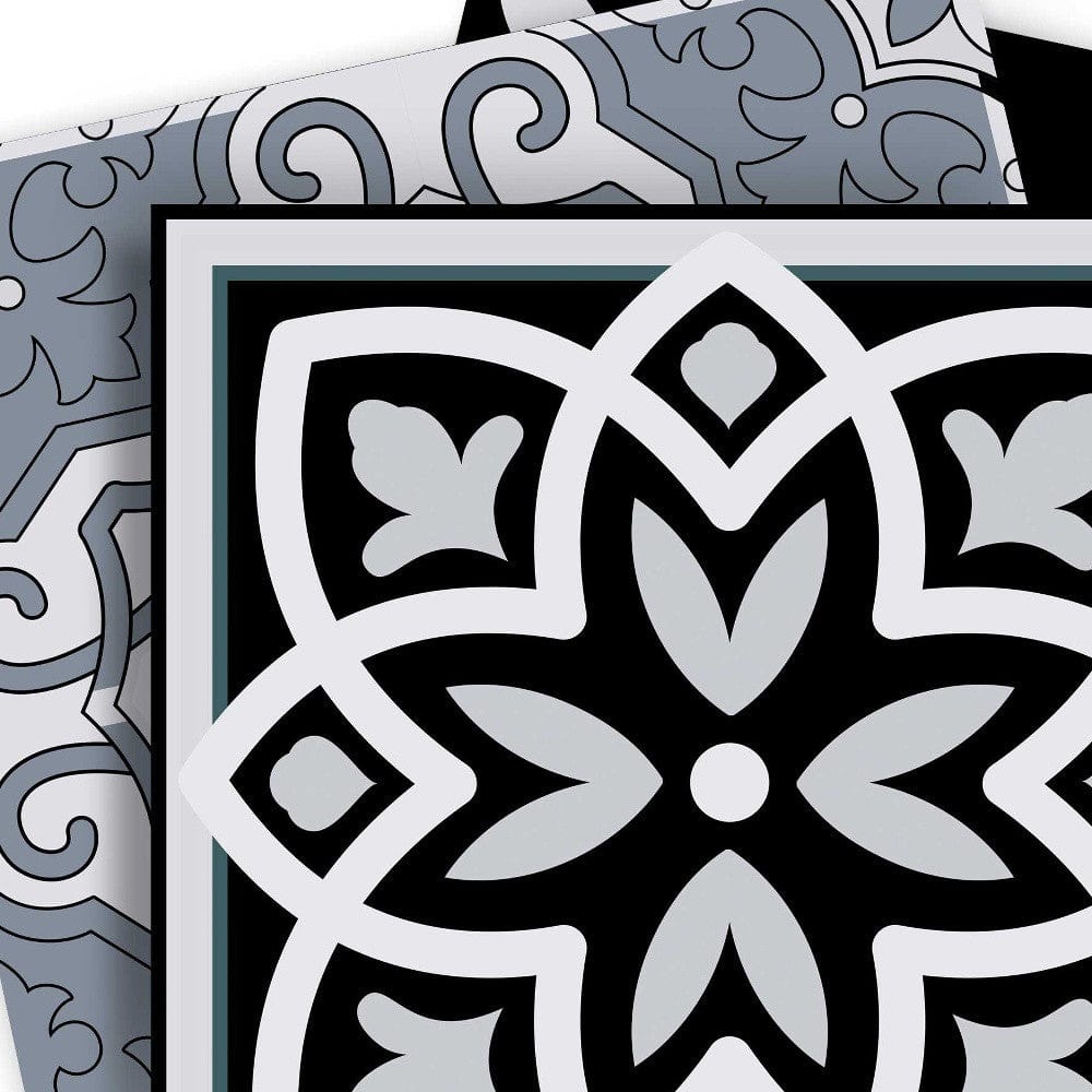 5" X 5" Black White and Gray Mosaic Peel and Stick Tiles - Homeroots