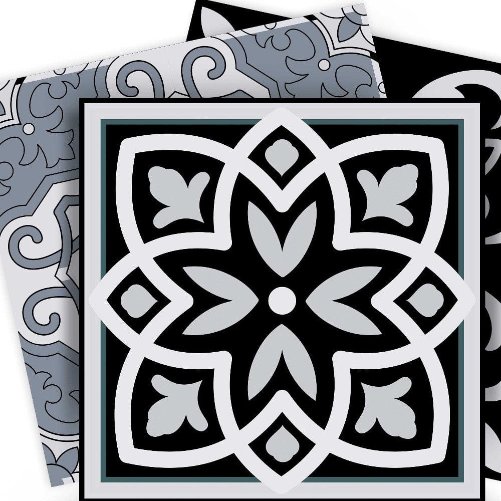 5" X 5" Black White and Gray Mosaic Peel and Stick Tiles - Homeroots