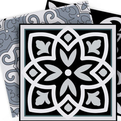 5" X 5" Black White and Gray Mosaic Peel and Stick Tiles - Homeroots