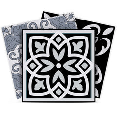 6" X 6" Black White and Gray Mosaic Peel and Stick Tiles - Homeroots