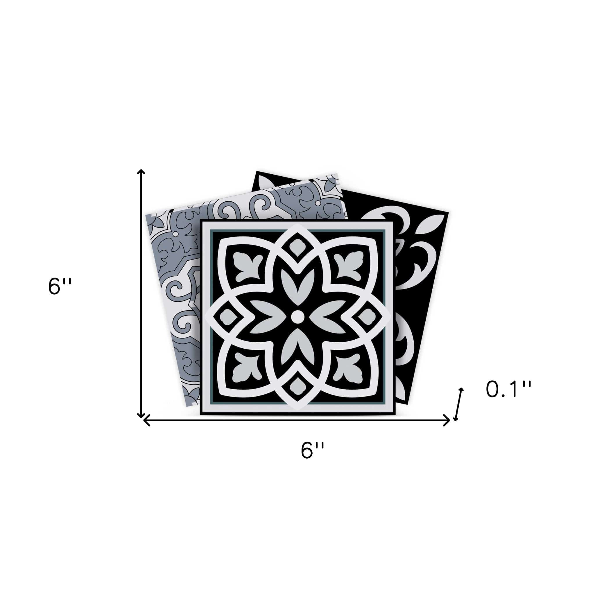 6" X 6" Black White and Gray Mosaic Peel and Stick Tiles - Homeroots