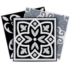 6" X 6" Black White and Gray Mosaic Peel and Stick Tiles - Homeroots