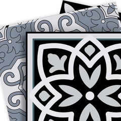 7" X 7" Black White and Gray Mosaic Peel and Stick Tiles - Homeroots