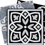 7" X 7" Black White and Gray Mosaic Peel and Stick Tiles - Homeroots