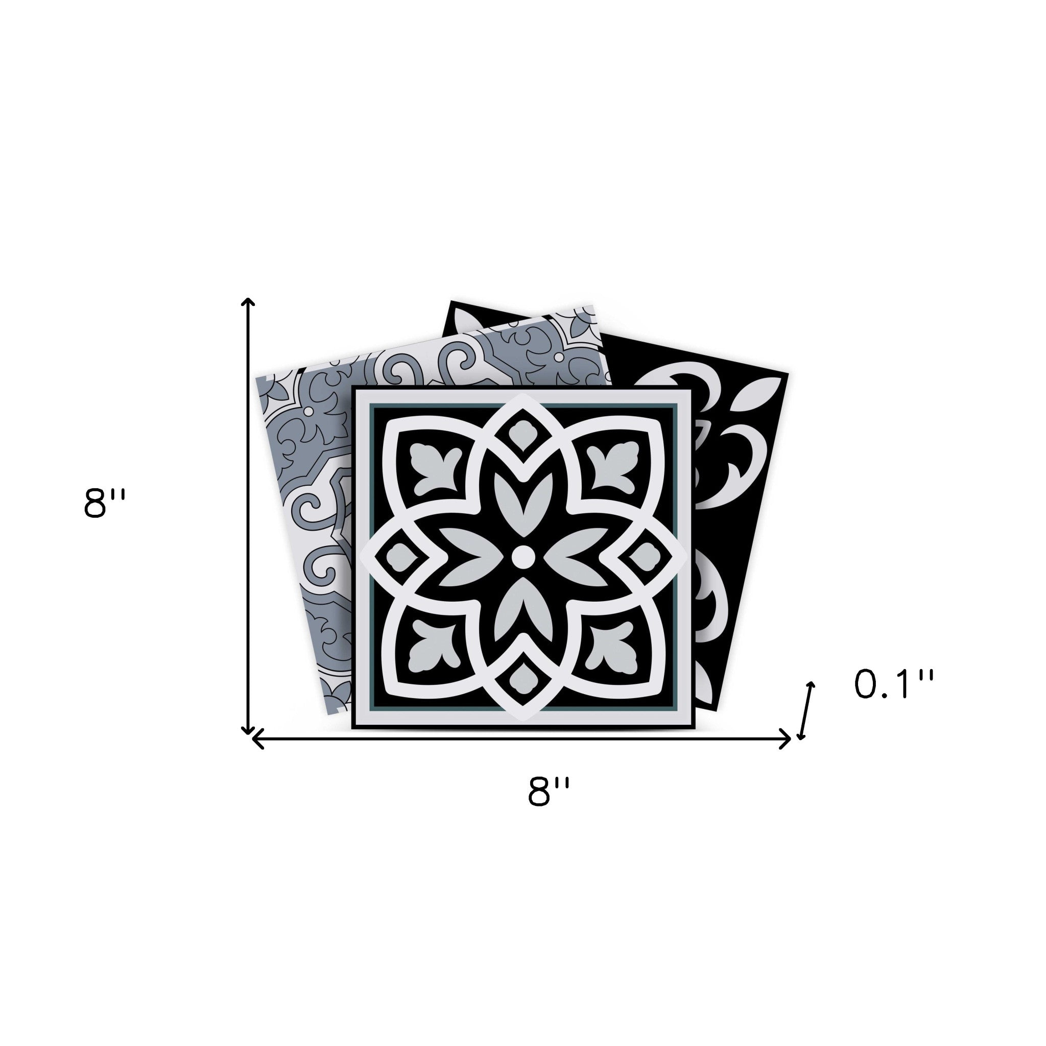 8" X 8" Black White and Gray Mosaic Peel and Stick Tiles