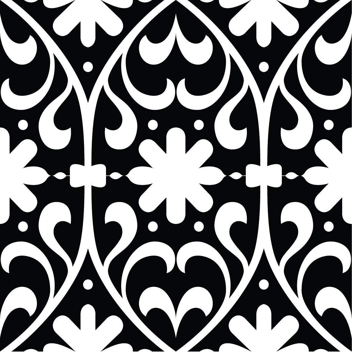 4" X 4" Black and White Floral Peel and Stick Removable Tiles - Homeroots - Flyclothing LLC