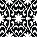 5" X 5" Black and White Floral Peel and Stick Removable Tiles - Homeroots - Flyclothing LLC