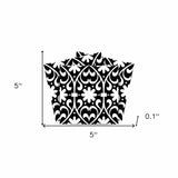 5" X 5" Black and White Floral Peel and Stick Removable Tiles - Homeroots