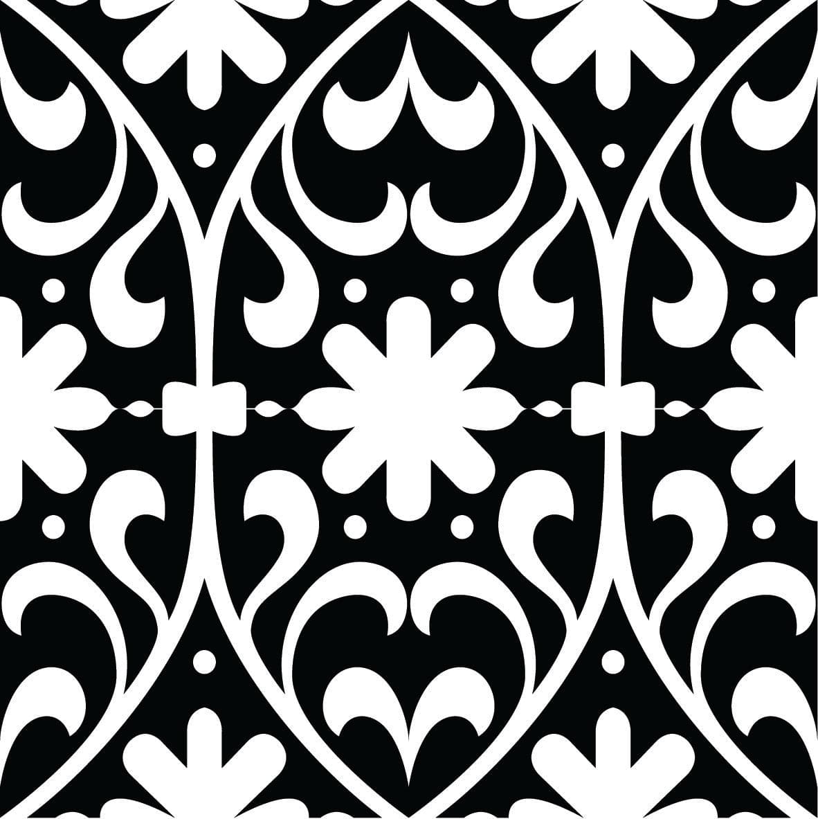 7" X 7" Black and White Floral Peel and Stick Removable Tiles - Homeroots - Flyclothing LLC