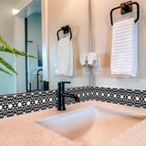 8" X 8" Black and White Floral Peel and Stick Removable Tiles - Homeroots - Flyclothing LLC