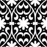 8" X 8" Black and White Floral Peel and Stick Removable Tiles - Homeroots - Flyclothing LLC