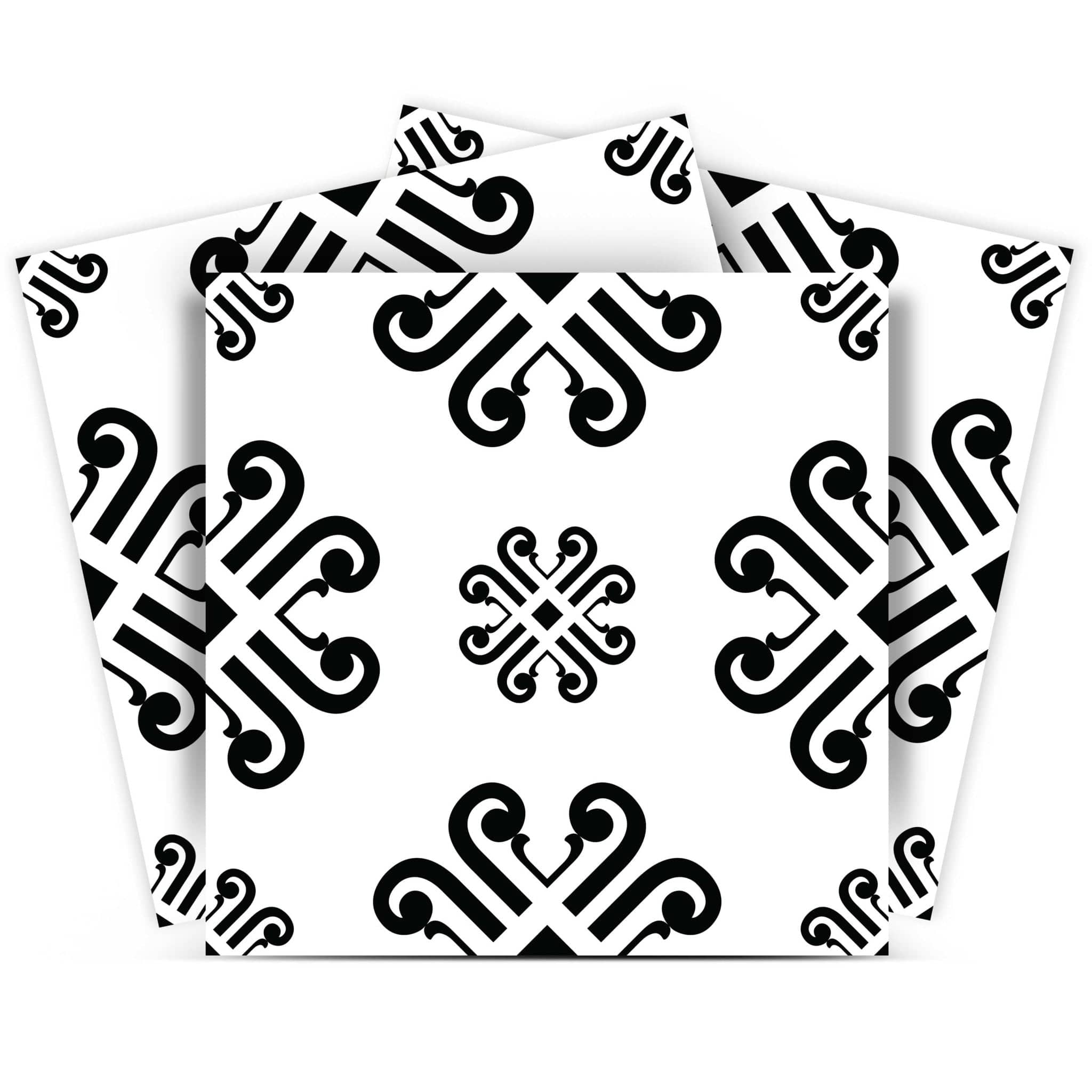 4" X 4" Black and White Daisy Peel and Stick Removable Tiles - Homeroots - Flyclothing LLC