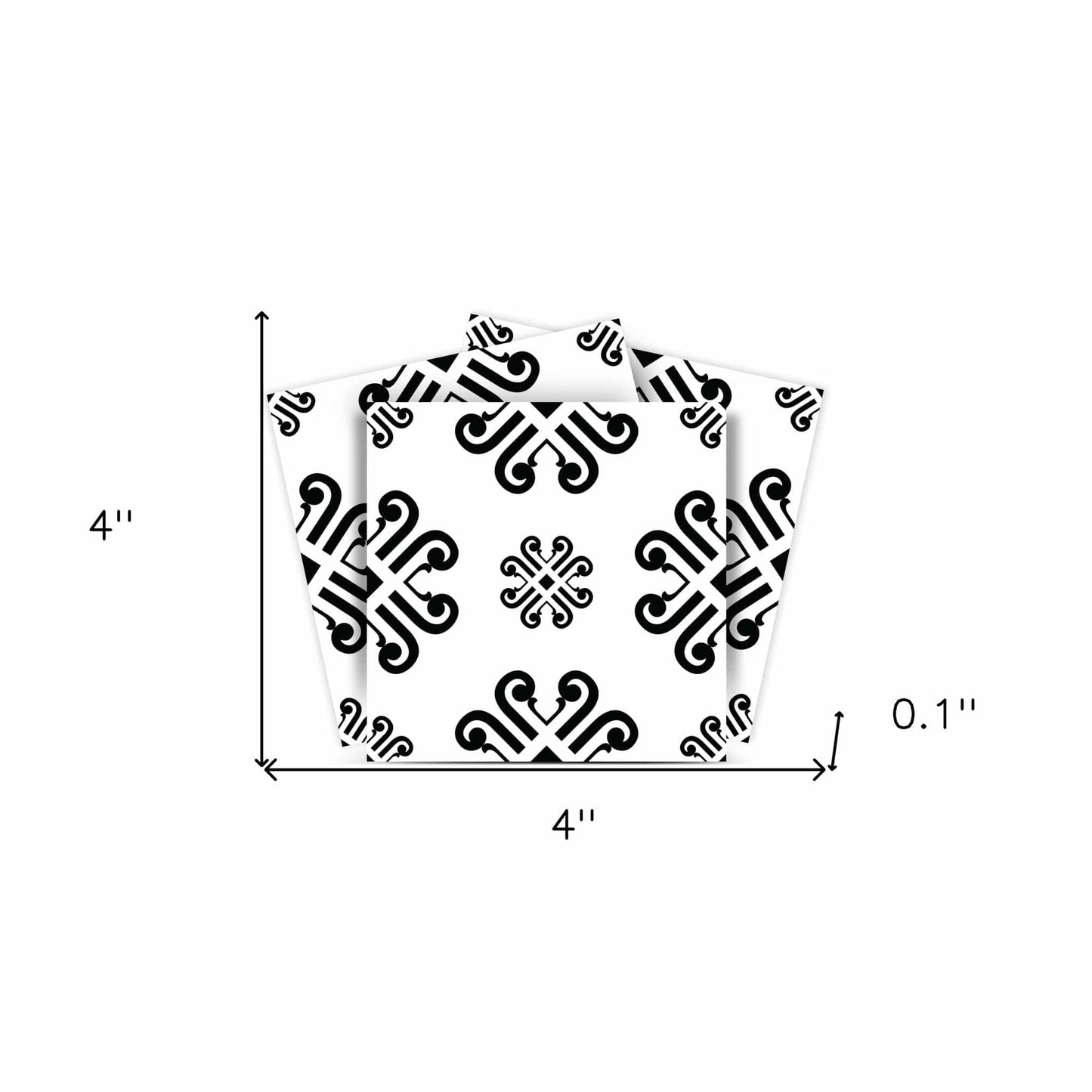 4" X 4" Black and White Daisy Peel and Stick Removable Tiles - Homeroots - Flyclothing LLC
