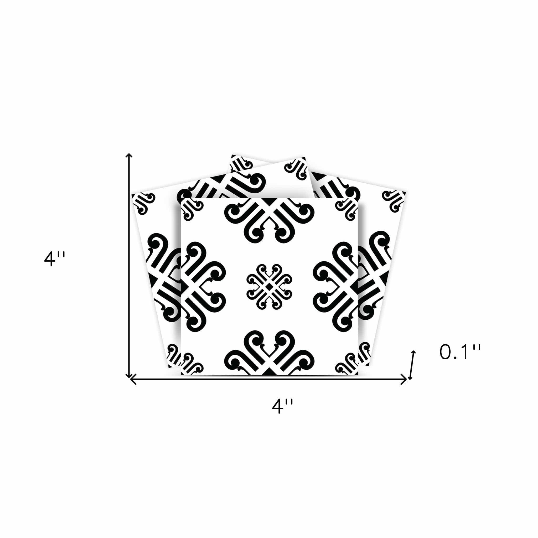 4" X 4" Black and White Daisy Peel and Stick Removable Tiles - Homeroots - Flyclothing LLC