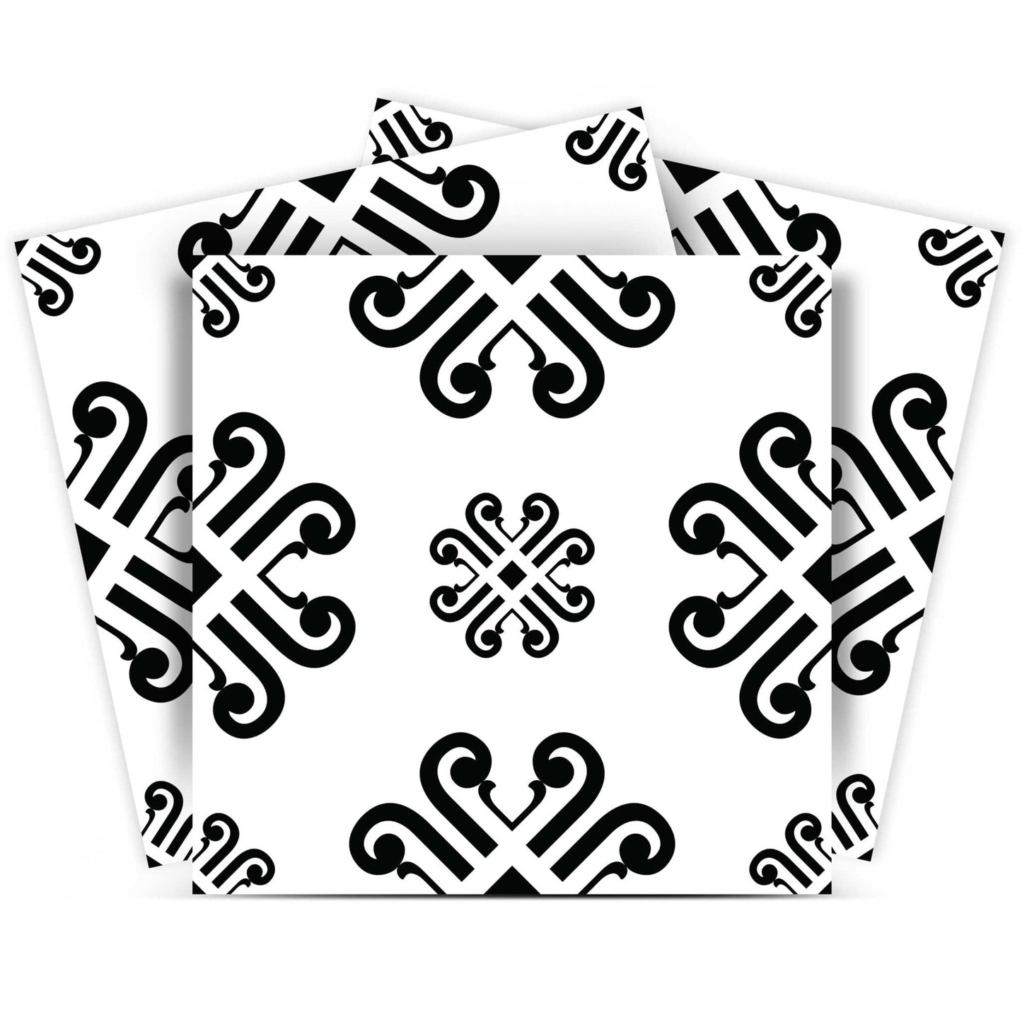 6" X 6" Black and White Daisy Peel and Stick Removable Tiles - Homeroots - Flyclothing LLC