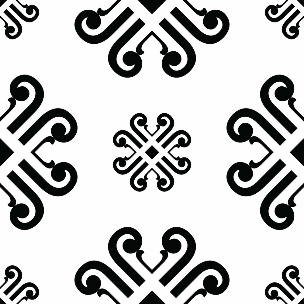 6" X 6" Black and White Daisy Peel and Stick Removable Tiles - Homeroots