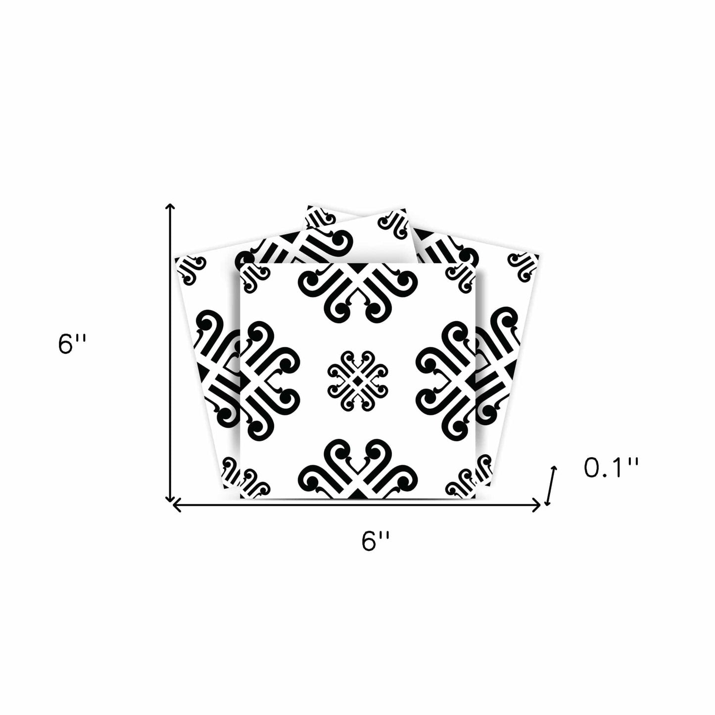 6" X 6" Black and White Daisy Peel and Stick Removable Tiles - Homeroots - Flyclothing LLC