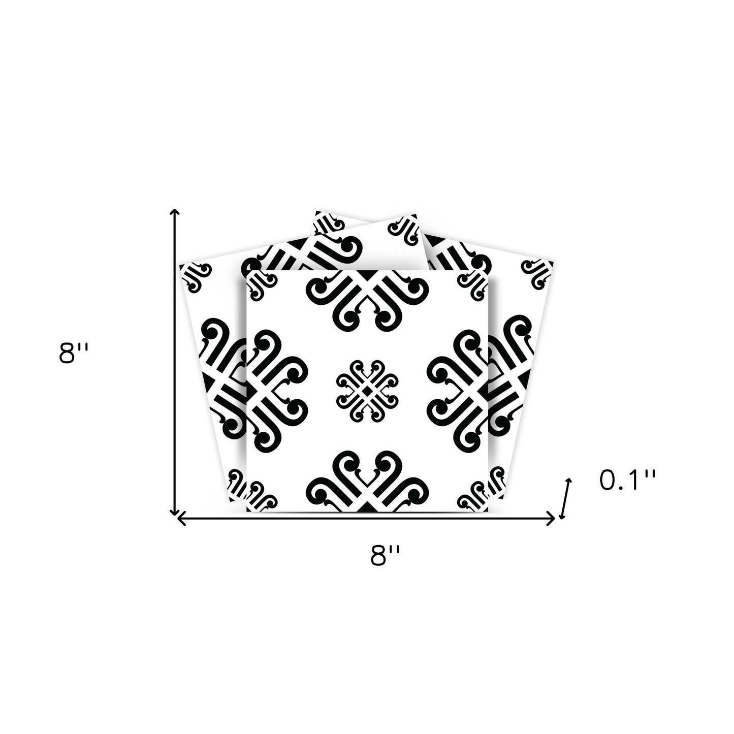 8" X 8" Black and White Daisy Peel and Stick Removable Tiles - Homeroots - Flyclothing LLC