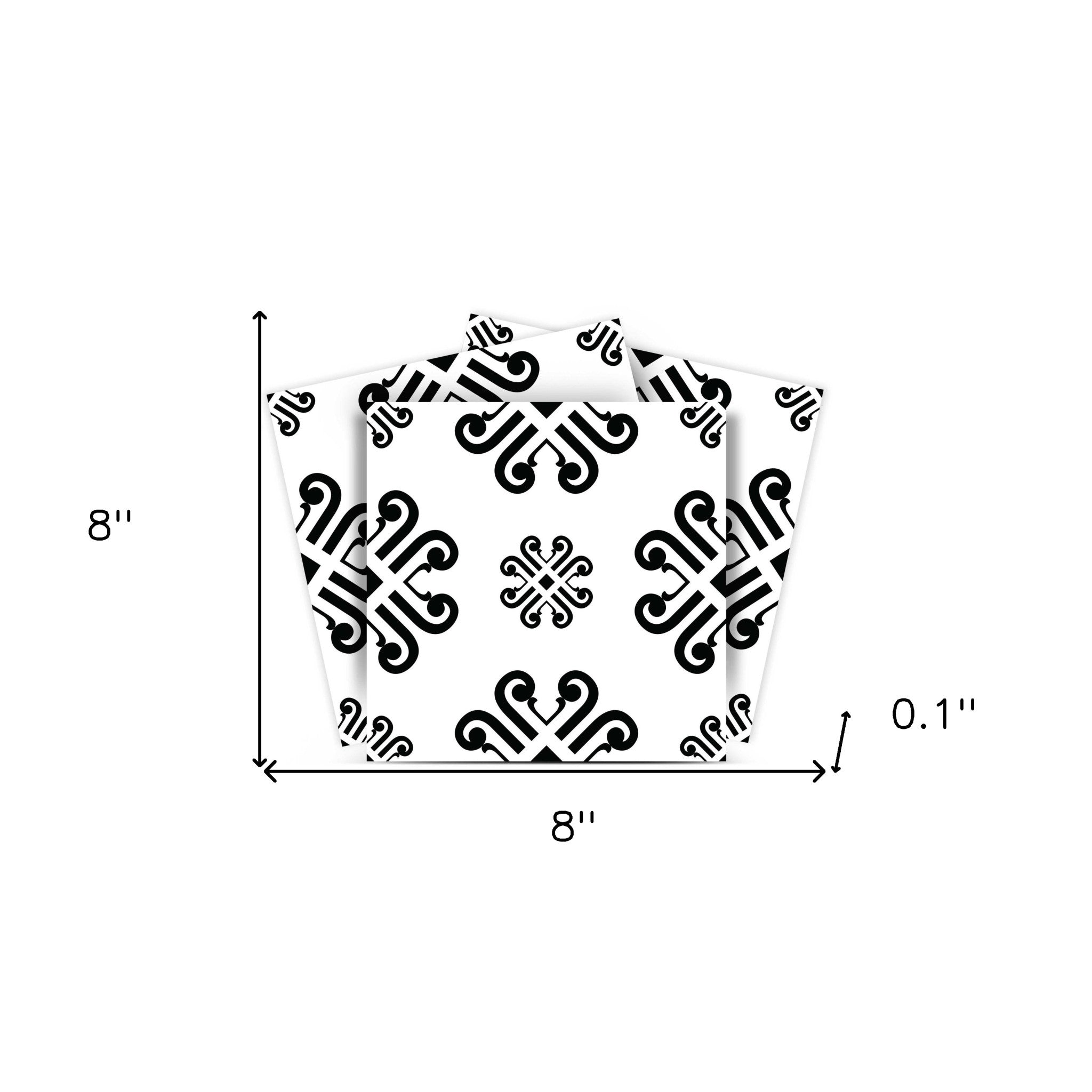 8" X 8" Black and White Daisy Peel and Stick Removable Tiles - Homeroots - Flyclothing LLC