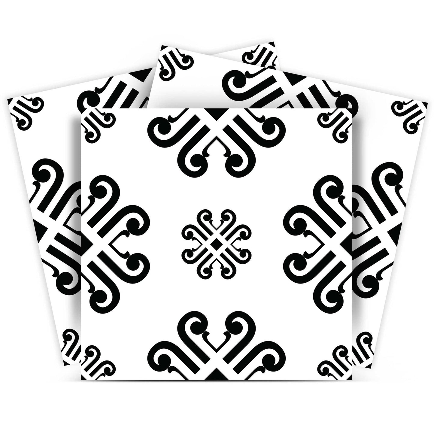 8" X 8" Black and White Daisy Peel and Stick Removable Tiles - Homeroots - Flyclothing LLC