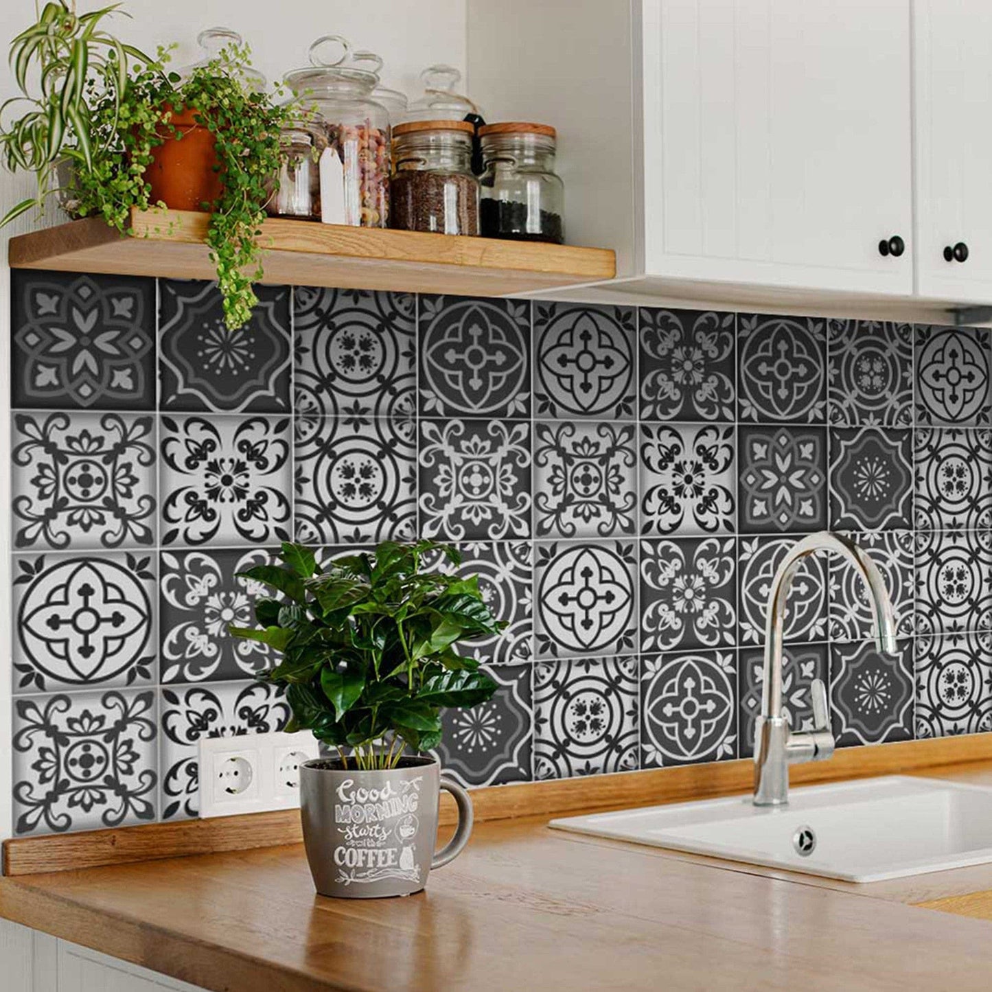 5" X 5" Gray and White Multi Peel and Stick Removable Tiles - Homeroots - Flyclothing LLC