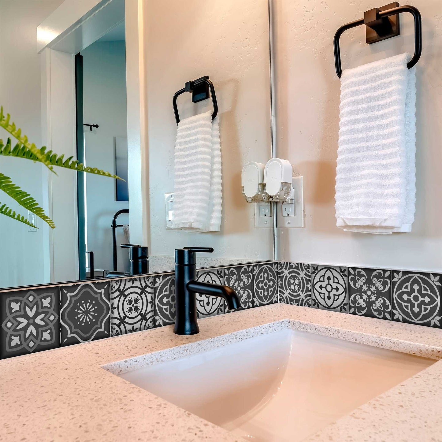 5" X 5" Gray and White Multi Peel and Stick Removable Tiles - Homeroots - Flyclothing LLC