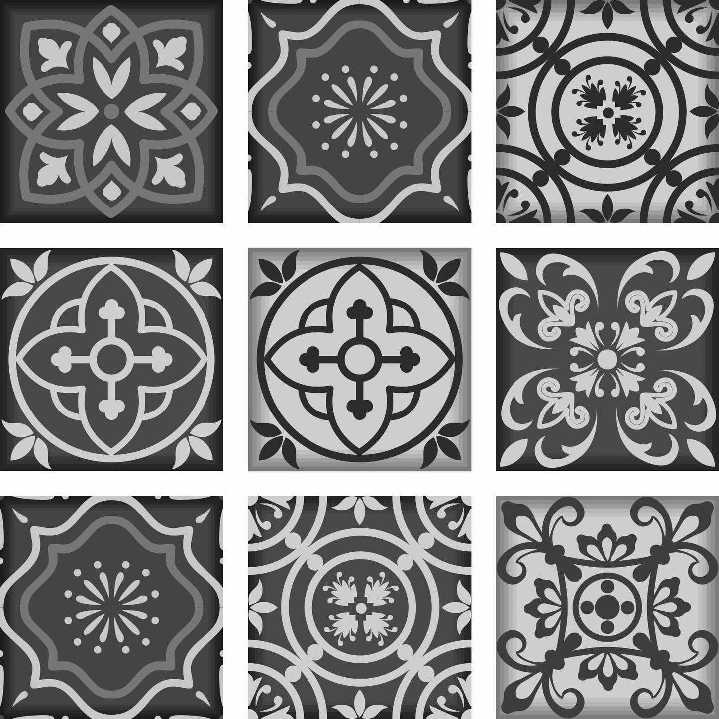 5" X 5" Gray and White Multi Peel and Stick Removable Tiles - Homeroots - Flyclothing LLC