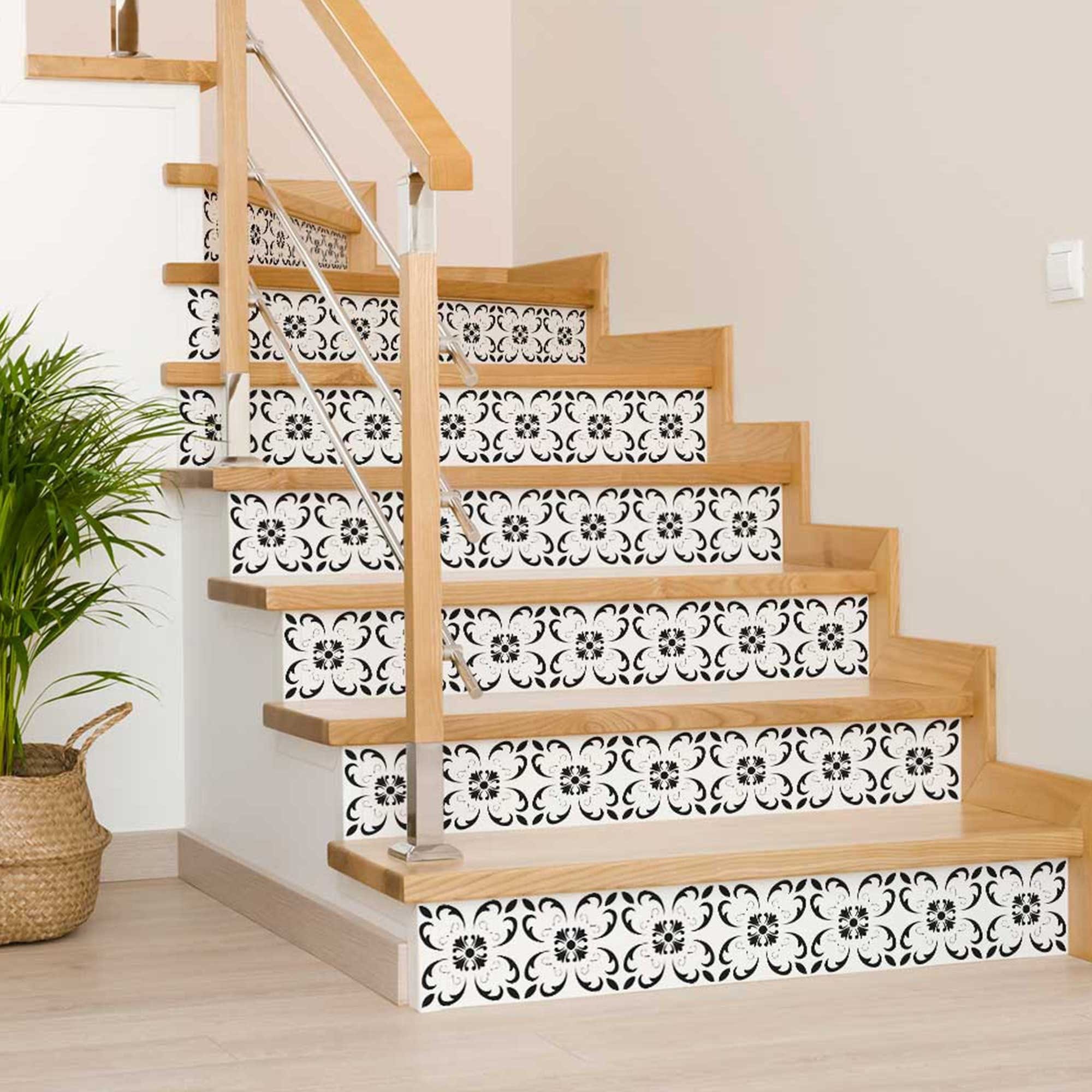 5" X 5" Black and White Delia Peel and Stick Removable Tiles - Homeroots - Flyclothing LLC