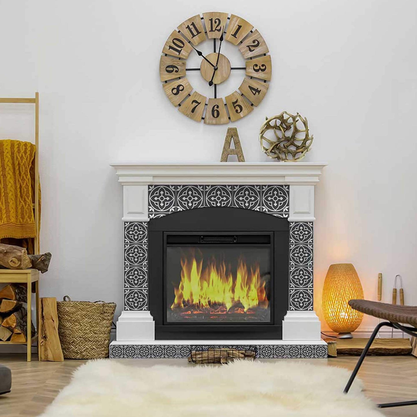 7" X 7" Tulipa Gray and White Peel and Stick Removable Tiles - Homeroots - Flyclothing LLC