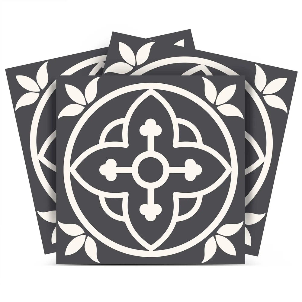 7" X 7" Tulipa Gray and White Peel and Stick Removable Tiles - Homeroots - Flyclothing LLC