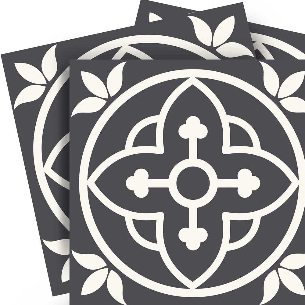 8" X 8" Tulipa Gray and White Peel and Stick Removable Tiles - Homeroots - Flyclothing LLC