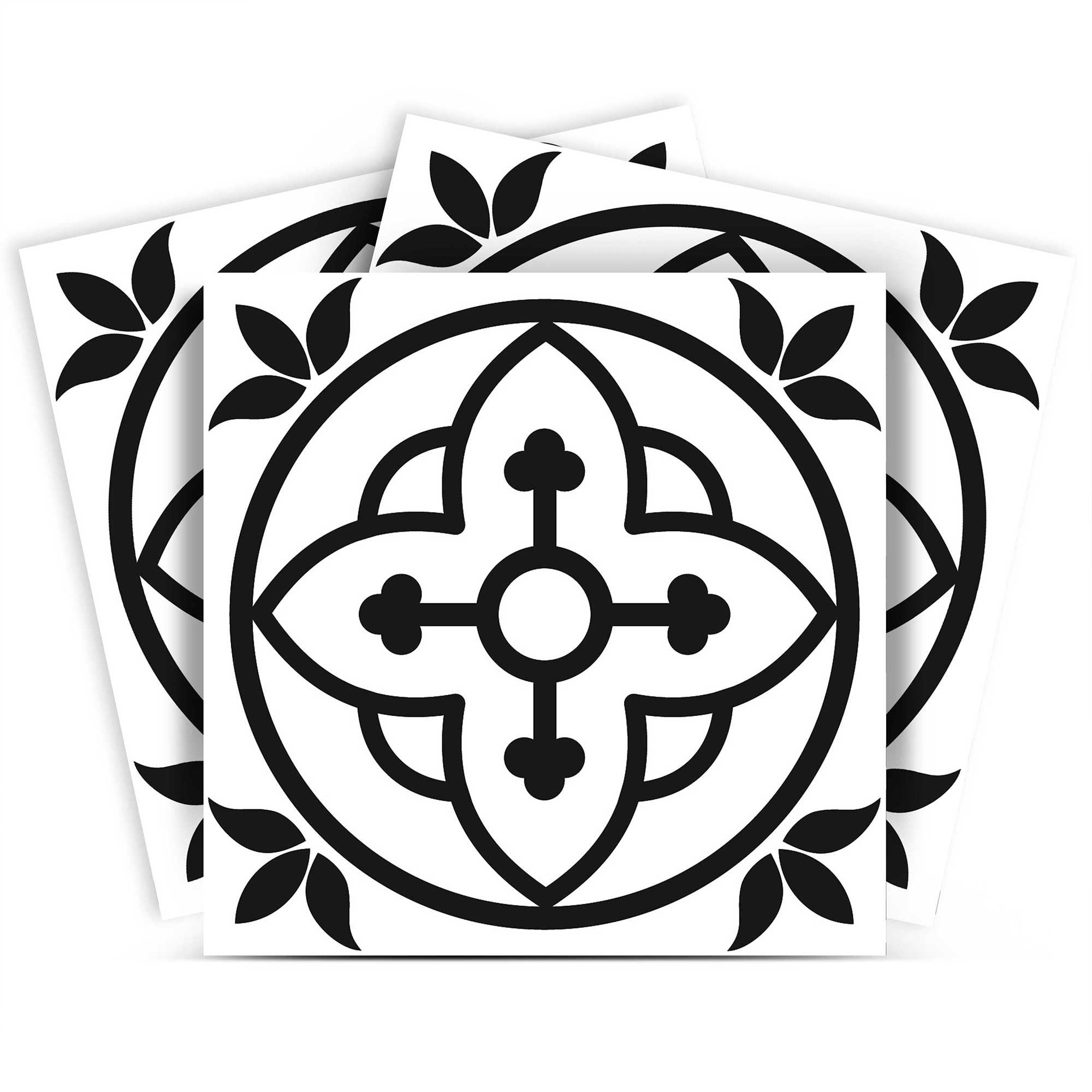 4" X 4" Black and White Peel and Stick Removable Tiles