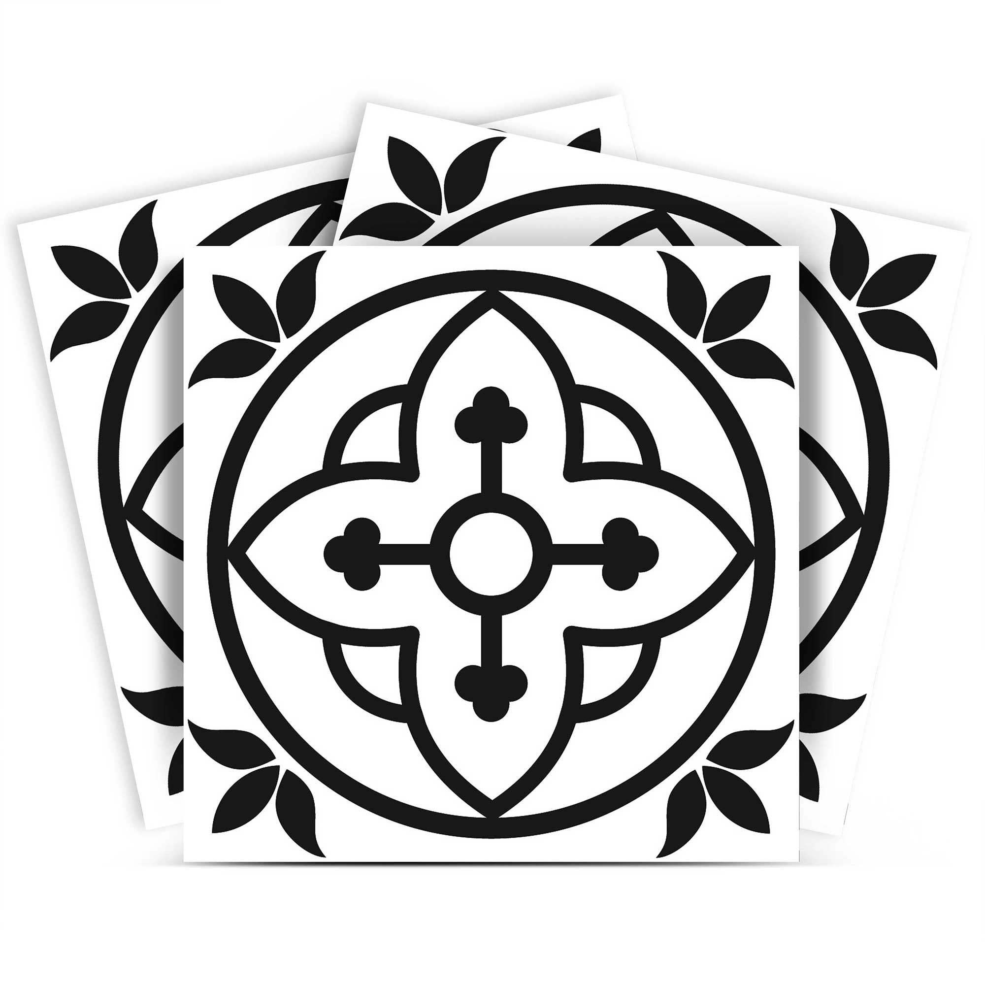 4" X 4" Black and White Peel and Stick Removable Tiles - Homeroots - Flyclothing LLC