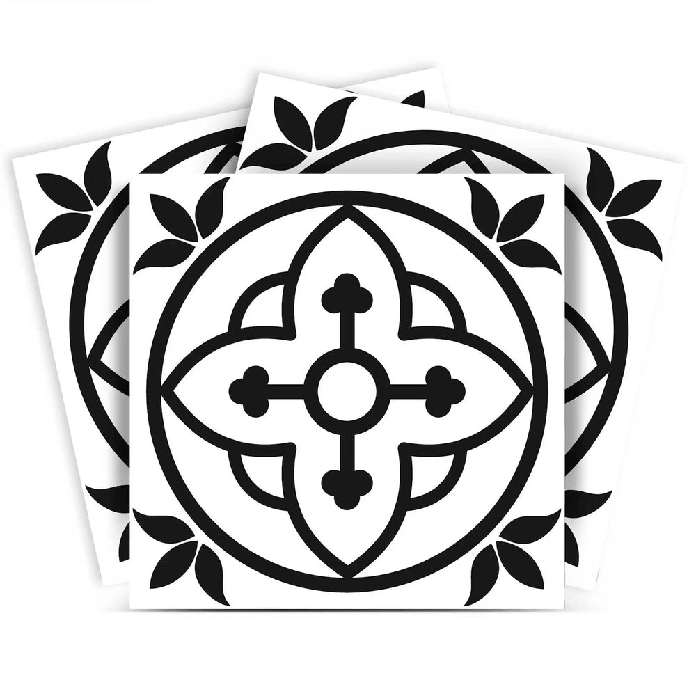 5" X 5" Black and White Peel and Stick Removable Tiles - Homeroots