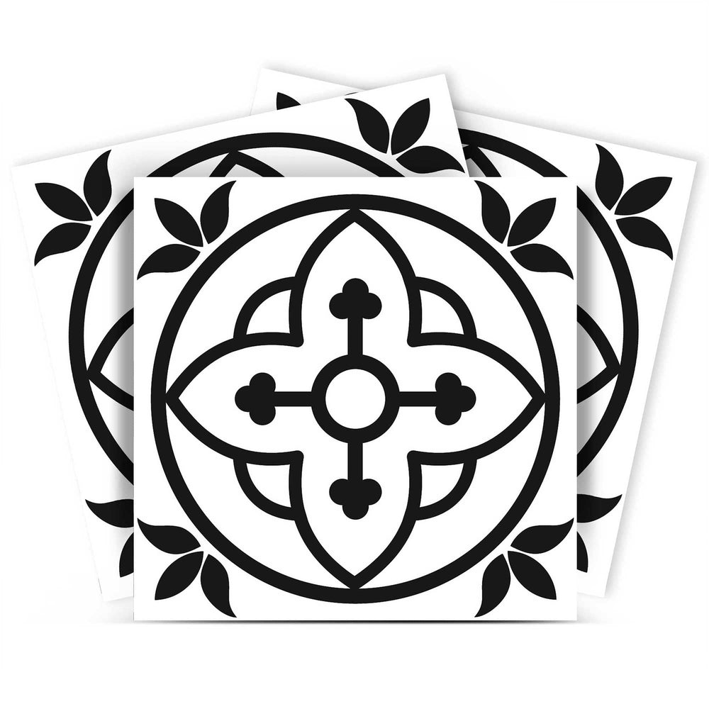 6" X 6" Black and White Peel and Stick Removable Tiles - Homeroots