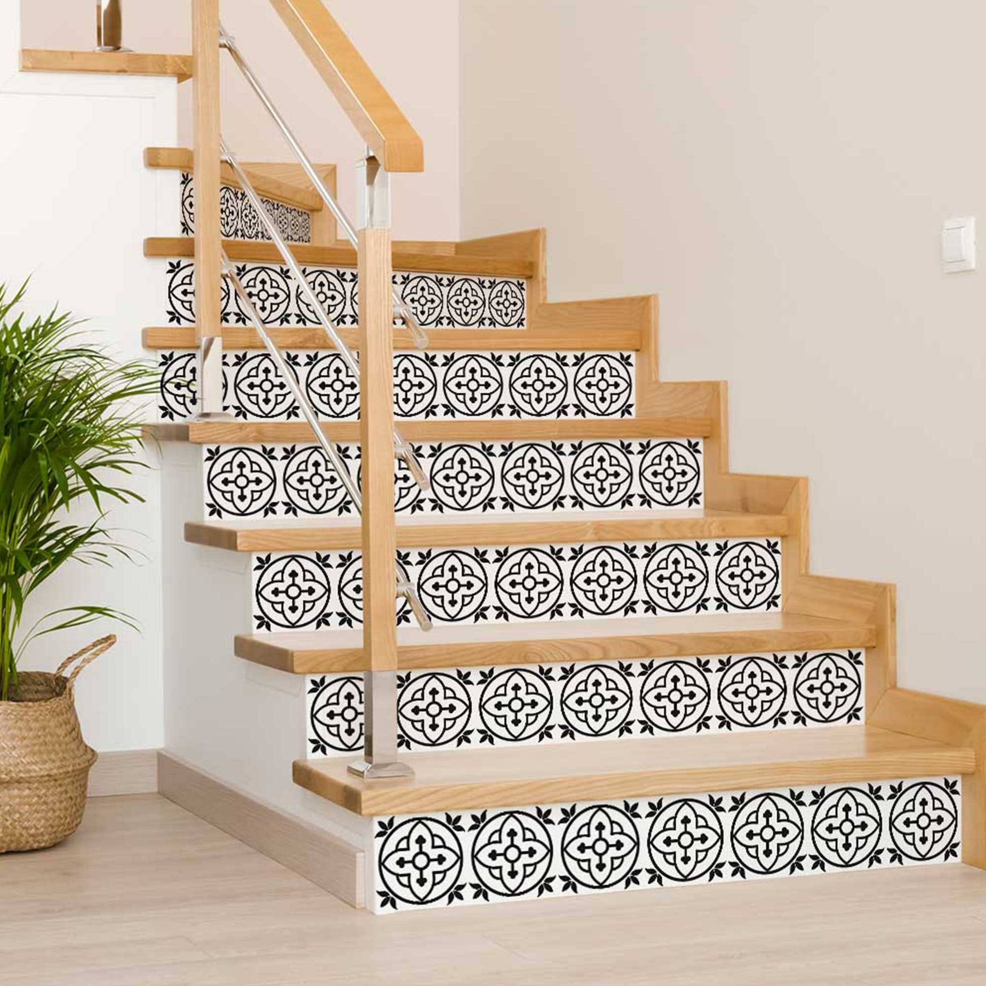 7" X 7" Black and White Peel and Stick Removable Tiles