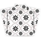 5" X 5" Black and White Lil Daisy Peel and Stick Removable Tiles - Homeroots - Flyclothing LLC