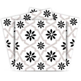 6" X 6" Black and White Lil Daisy Peel and Stick Removable Tiles - Homeroots - Flyclothing LLC