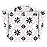 7" X 7" Black and White Lil Daisy Peel and Stick Removable Tiles - Homeroots - Flyclothing LLC