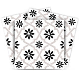 8" X 8" Black and White Lil Daisy Peel and Stick Removable Tiles - Homeroots - Flyclothing LLC