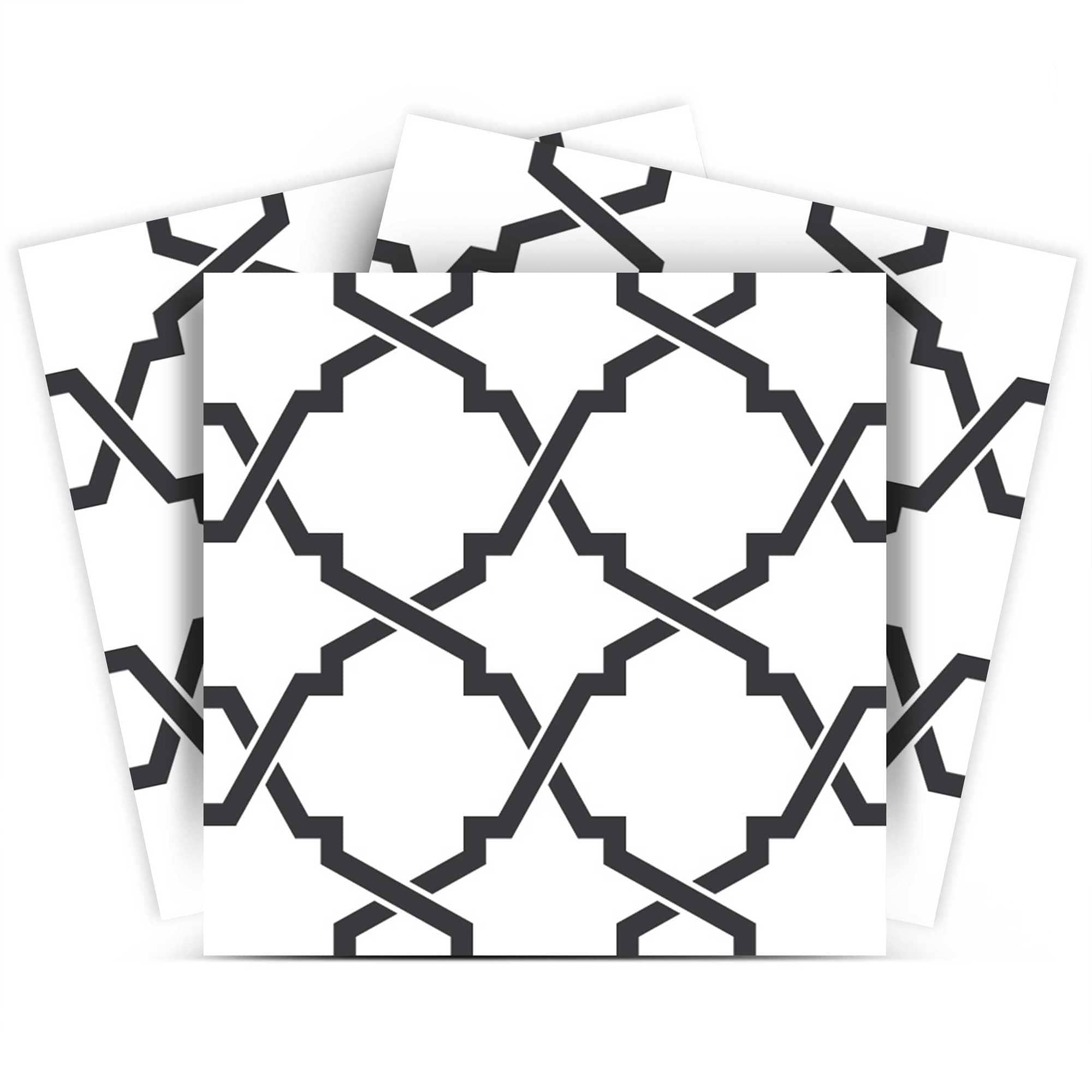 4" X 4" Black and White Prism Peel and Stick Removable Tiles - Homeroots - Flyclothing LLC