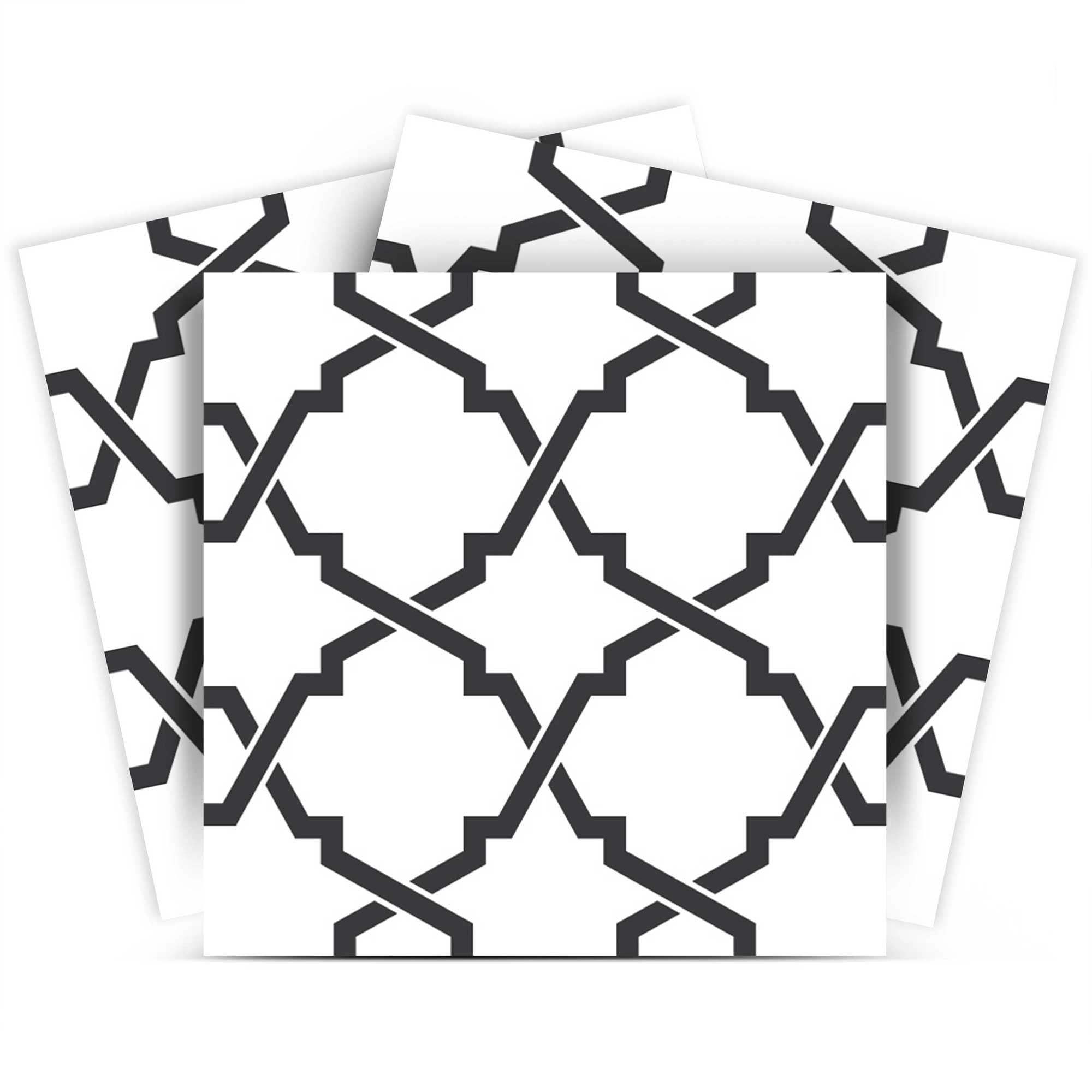 4" X 4" Black and White Prism Peel and Stick Removable Tiles - Homeroots - Flyclothing LLC