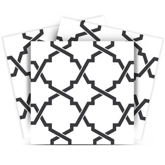 5" X 5" Black and White Prism Peel and Stick Removable Tiles