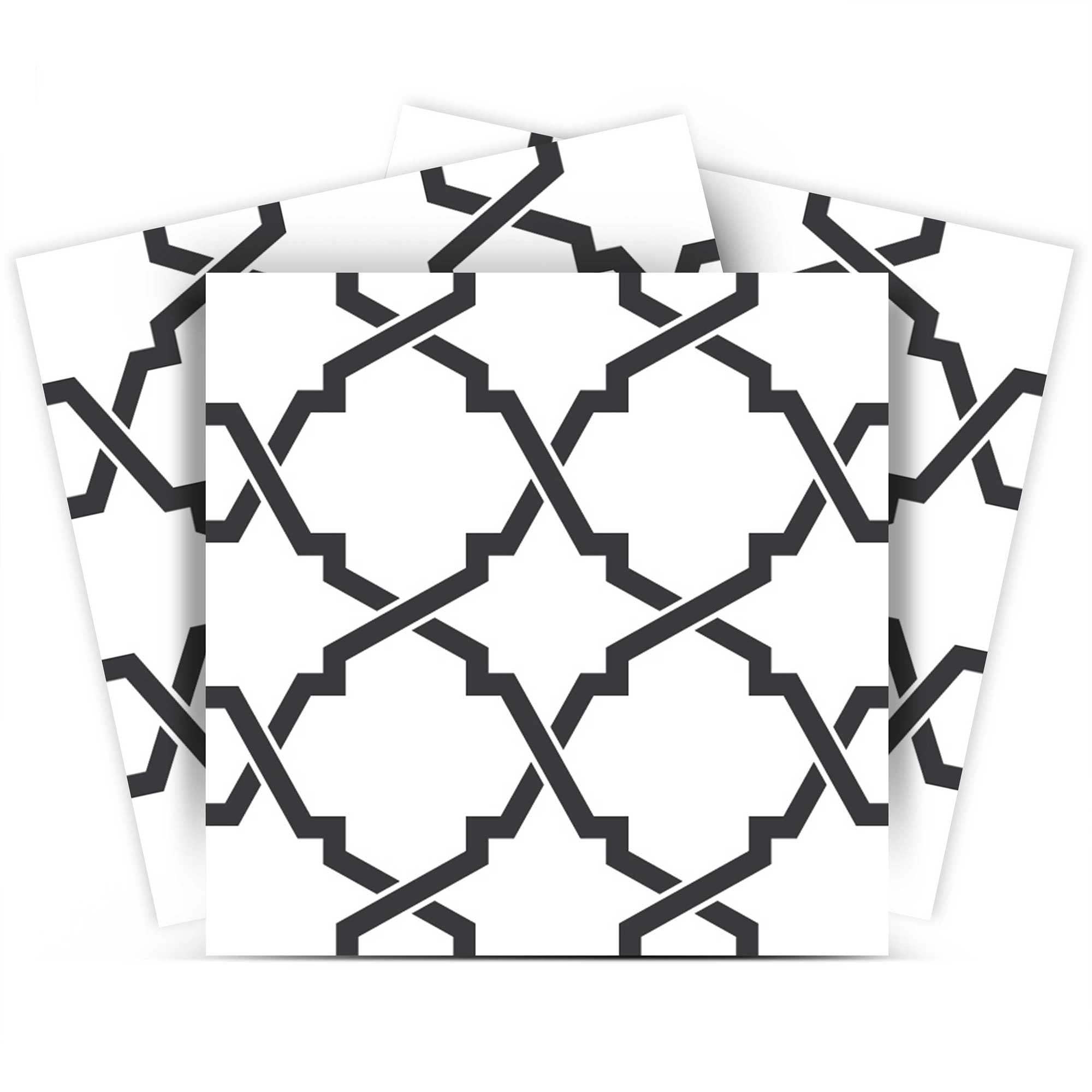 8" X 8" Black and White Prism Peel and Stick Removable Tiles - Homeroots - Flyclothing LLC