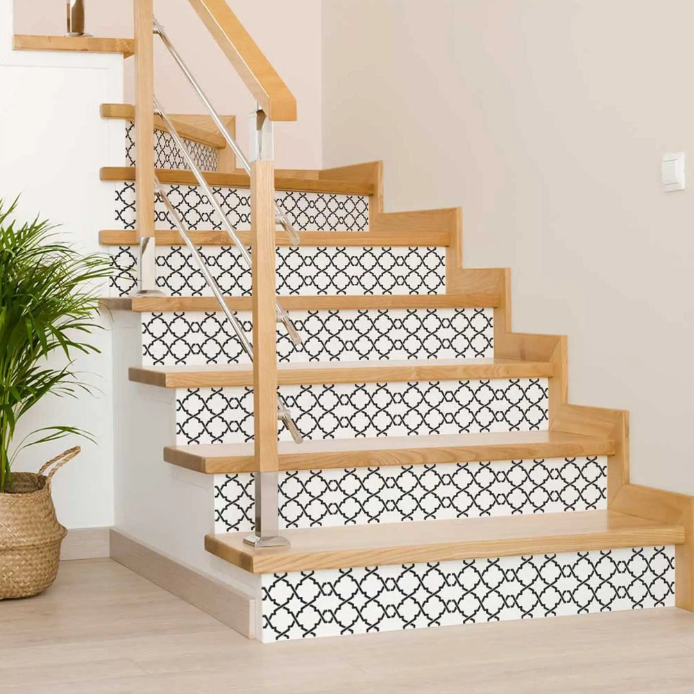 8" X 8" Black and White Prism  Peel and Stick Removable Tiles - Homeroots