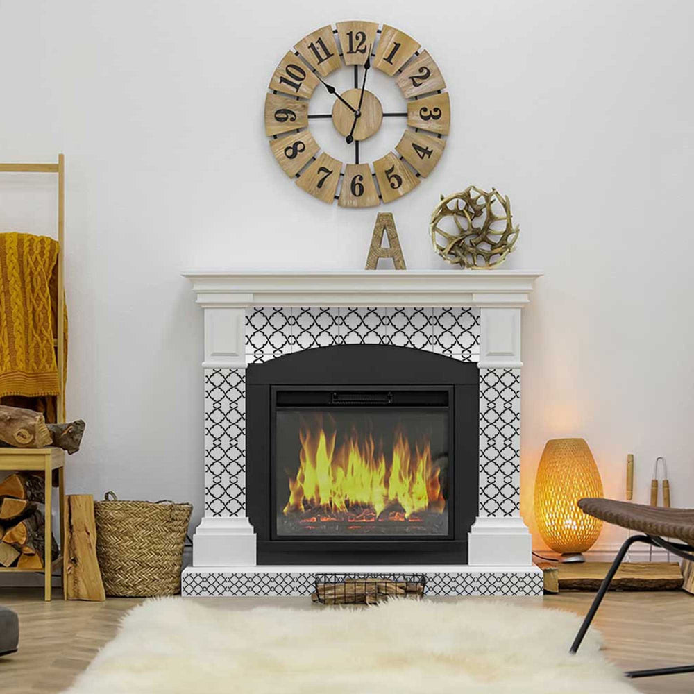 8" X 8" Black and White Prism  Peel and Stick Removable Tiles - Homeroots