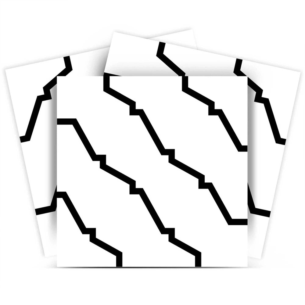 8" X 8" Black and White XL Prism  Peel and Stick Removable Tiles - Homeroots