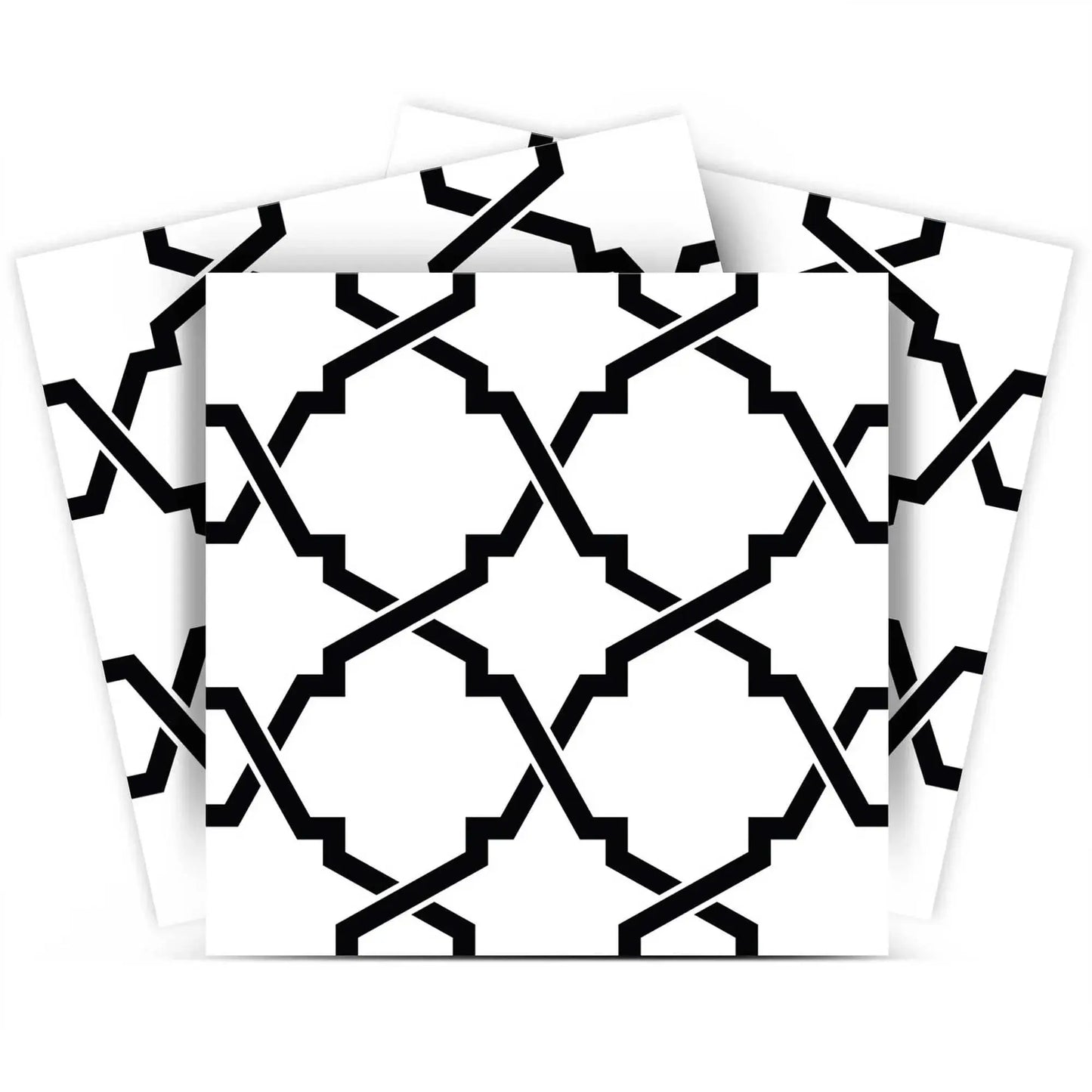 6" X 6" Black and White Quatrefoil Peel and Stick Tiles - Homeroots - Flyclothing LLC